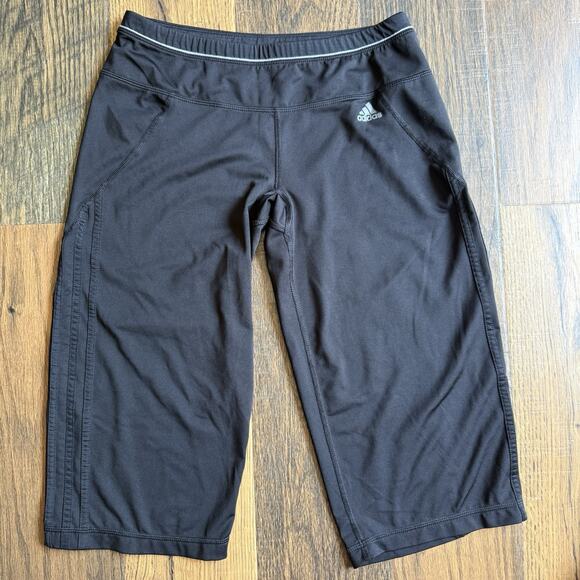 Adidas Climalite Cropped Leggings Women’s Medium Black Capris Athletic Gym - Picture 1 of 6